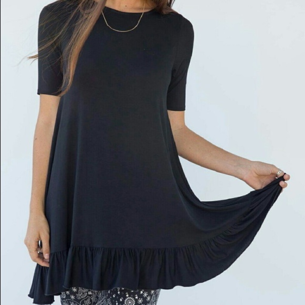 Ruffle Tunic Black